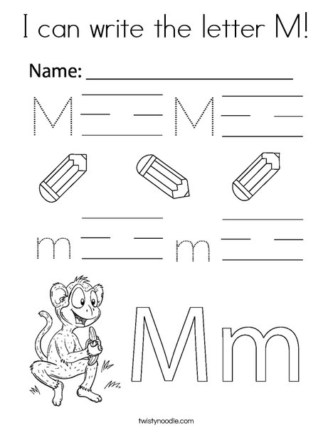I can write the letter M! Coloring Page