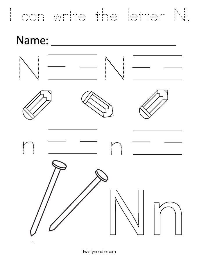 I can write the letter N! Coloring Page