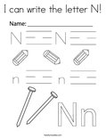I can write the letter N! Coloring Page