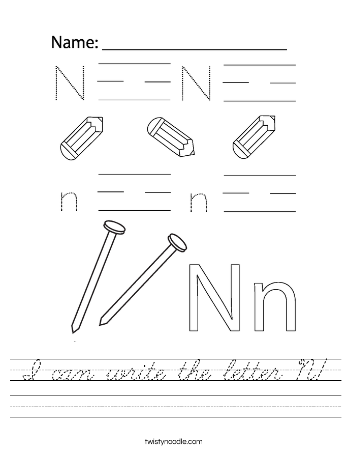 I can write the letter N! Worksheet