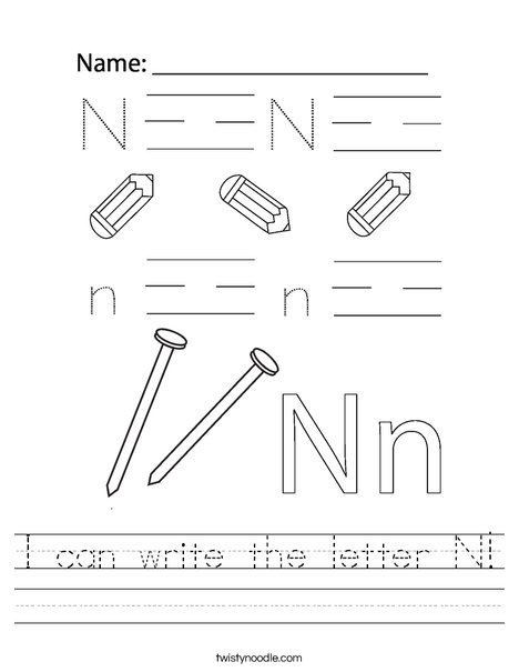 I can write the letter N! Worksheet