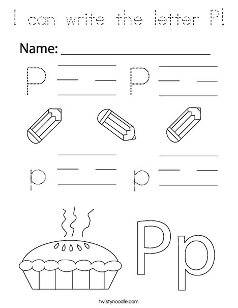 i can write the letter p coloring page tracing twisty