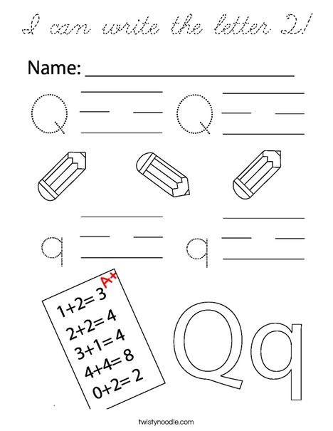 I can write the letter Q! Coloring Page