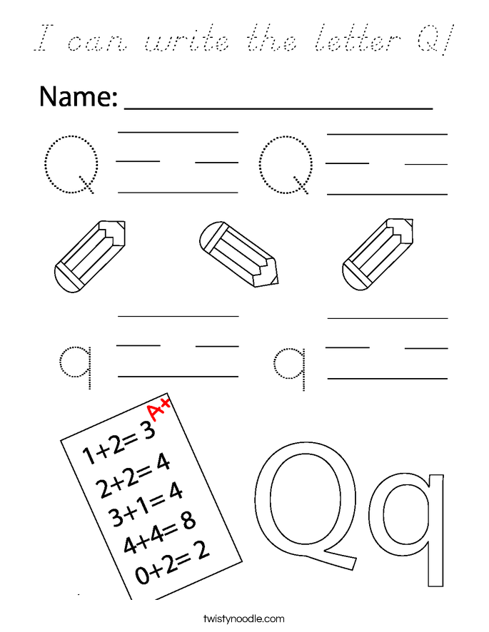I can write the letter Q! Coloring Page