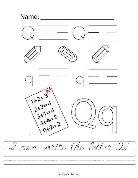 I can write the letter Q! Worksheet