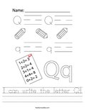 I can write the letter Q! Worksheet