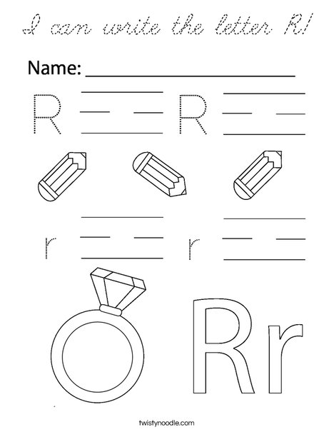 I can write the letter R! Coloring Page