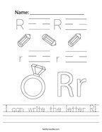 I can write the letter R Handwriting Sheet