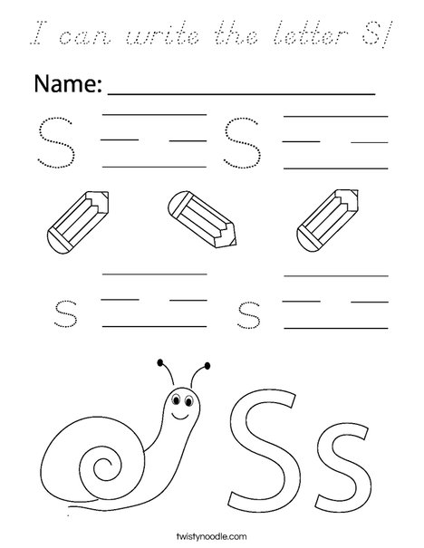 I can write the letter S! Coloring Page