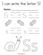 I can write the letter S Coloring Page