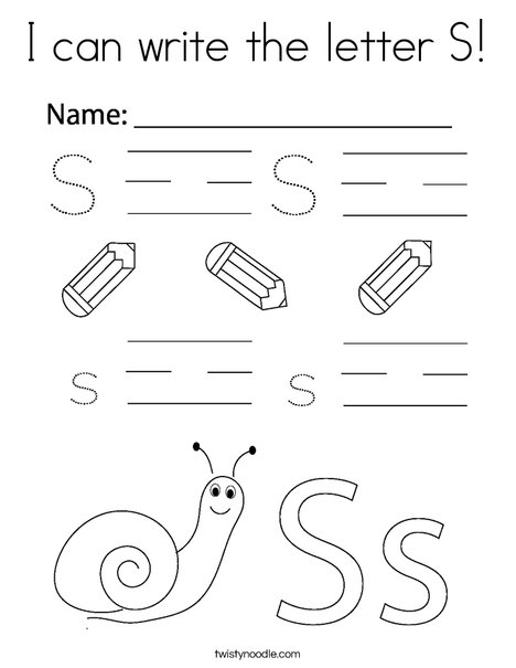I can write the letter S! Coloring Page
