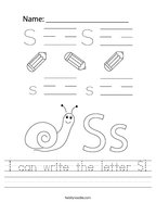 I can write the letter S Handwriting Sheet