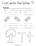 I can write the letter T Coloring Page