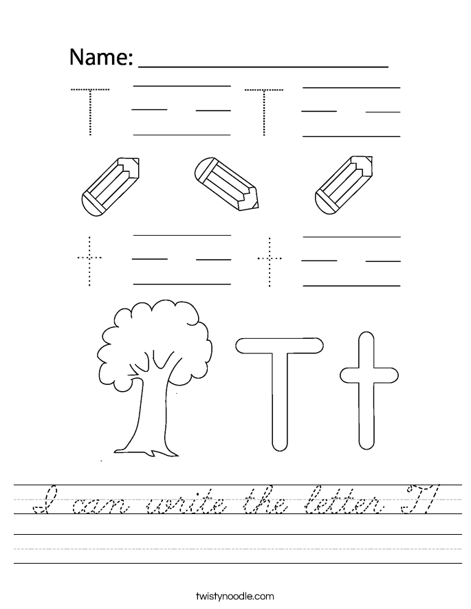 I can write the letter T! Worksheet