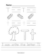 I can write the letter T Handwriting Sheet