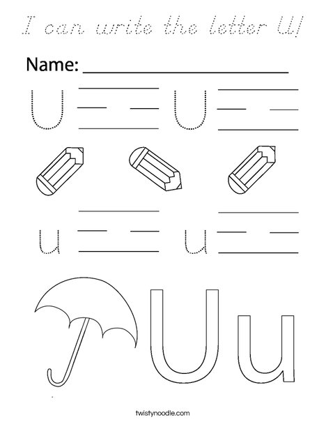 I can write the letter U! Coloring Page