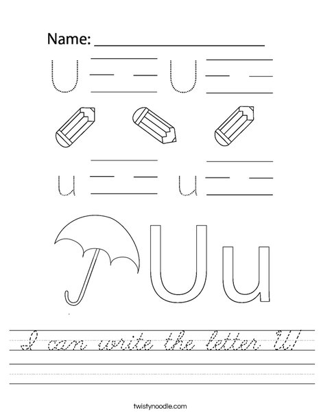 I can write the letter U! Worksheet