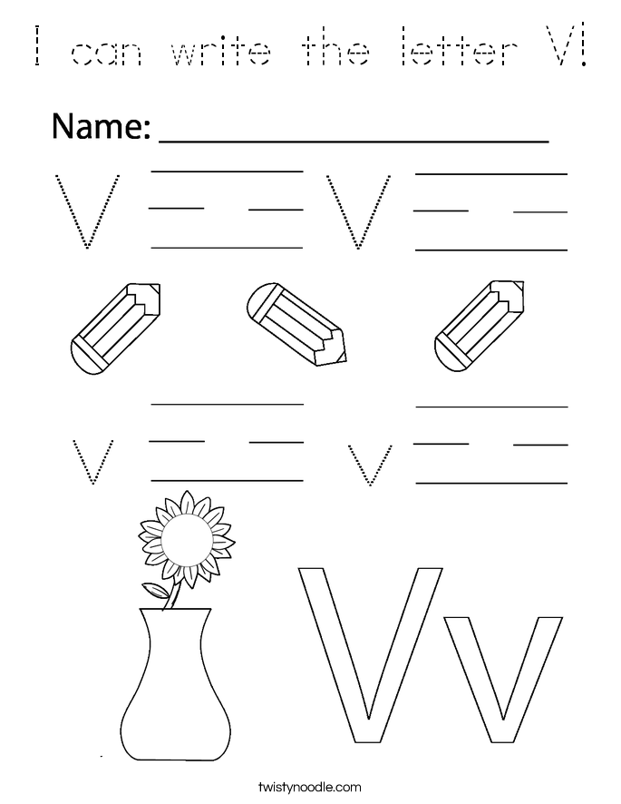 I can write the letter V! Coloring Page