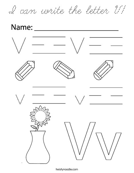 I can write the letter V! Coloring Page