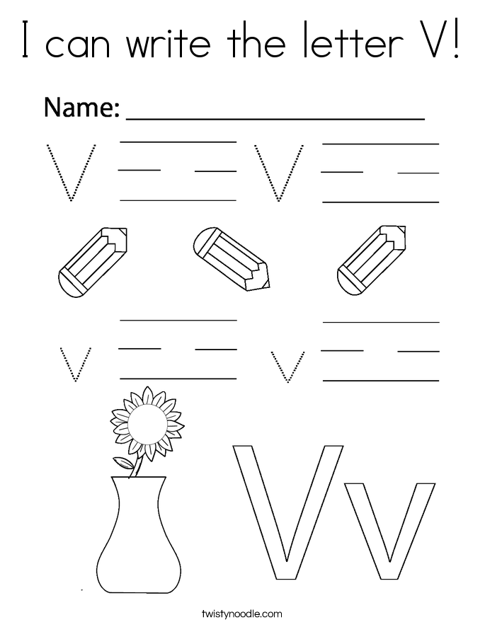 I can write the letter V! Coloring Page