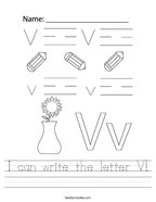 I can write the letter V Handwriting Sheet