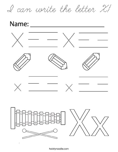 I can write the letter X! Coloring Page