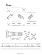 I can write the letter X Handwriting Sheet