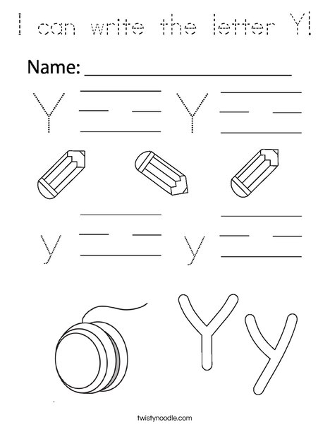 I can write the letter Y! Coloring Page
