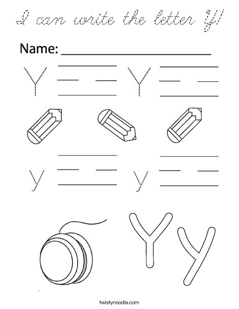 I can write the letter Y! Coloring Page