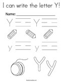 I can write the letter Y Coloring Page