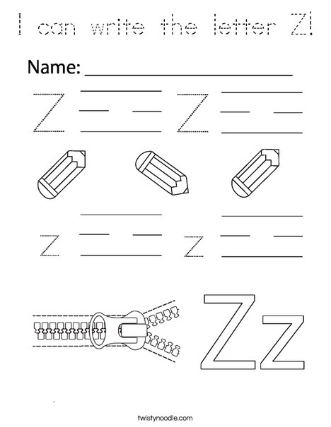 I can write the letter Z! Coloring Page