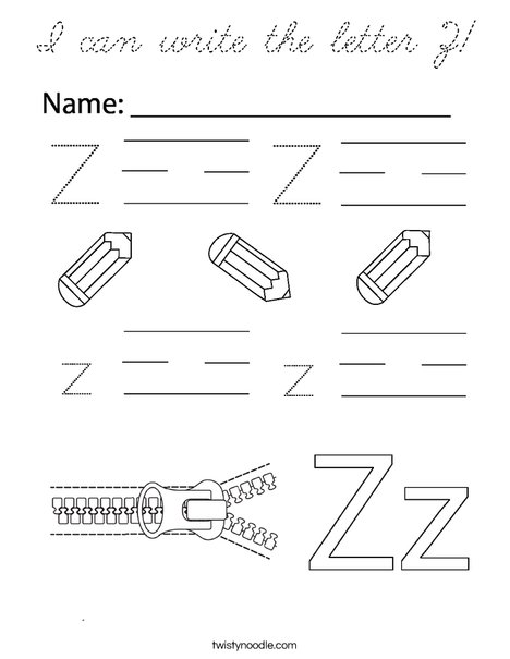I can write the letter Z! Coloring Page