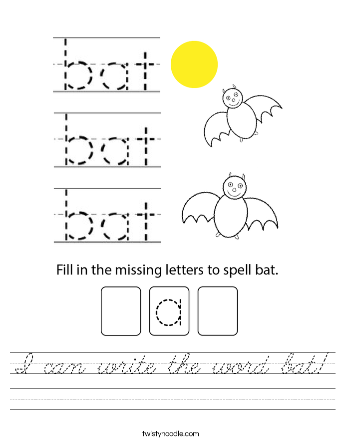 I can write the word bat! Worksheet