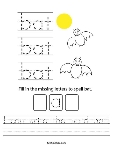 I can write the word bat! Worksheet