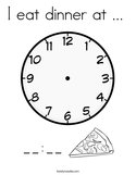 I eat dinner at   Coloring Page