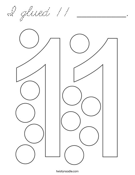 I glued 11 __________. Coloring Page