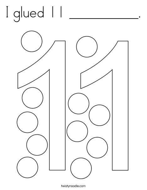 I glued 11 __________. Coloring Page