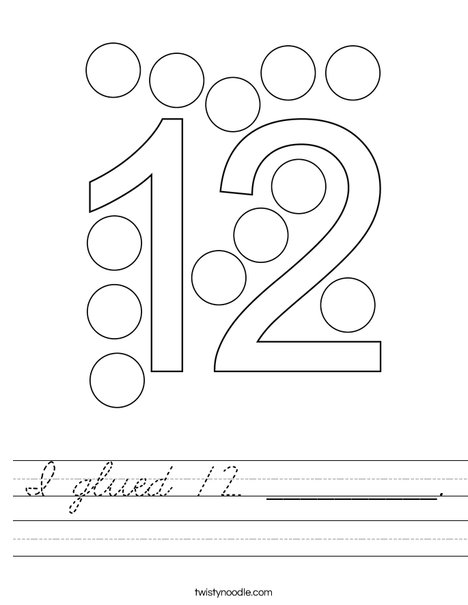 I glued 12 __________. Worksheet