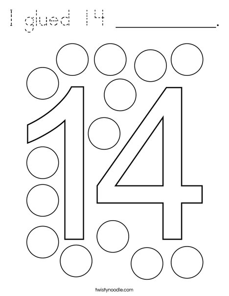 I glued 14 __________. Coloring Page