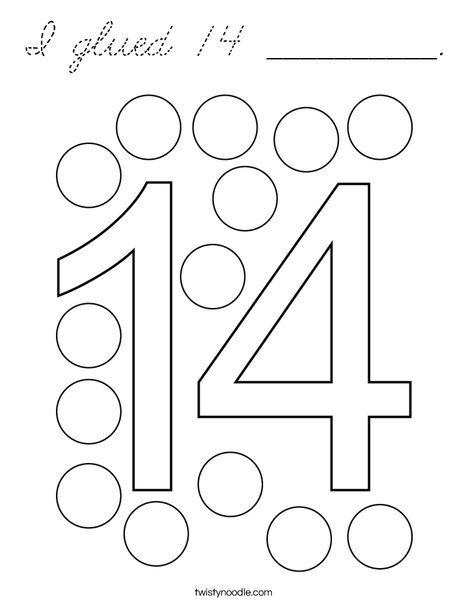 I glued 14 __________. Coloring Page