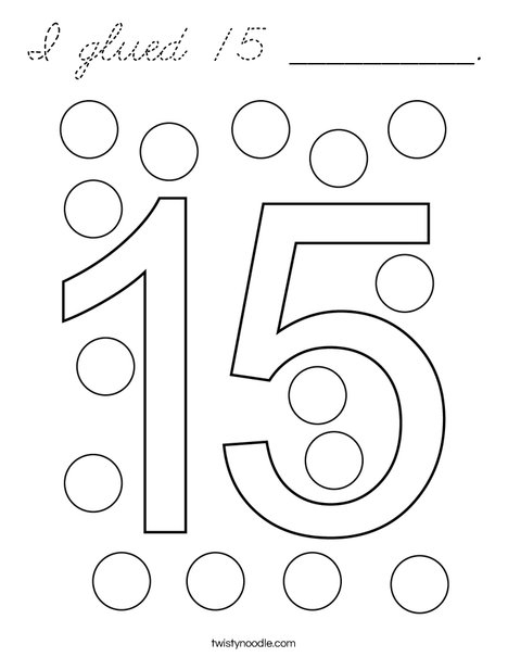 I glued 15 __________. Coloring Page