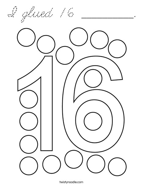 I glued 16 __________. Coloring Page
