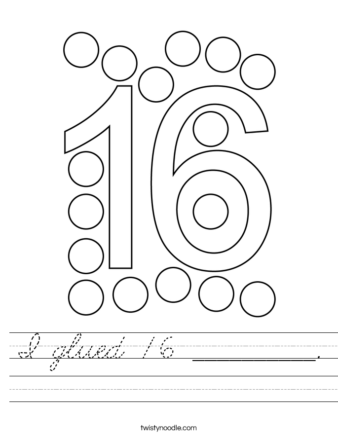 I glued 16 __________. Worksheet