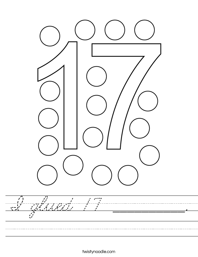 I glued 17 __________. Worksheet