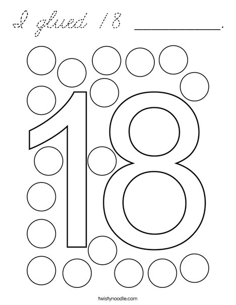 I glued 18 __________. Coloring Page