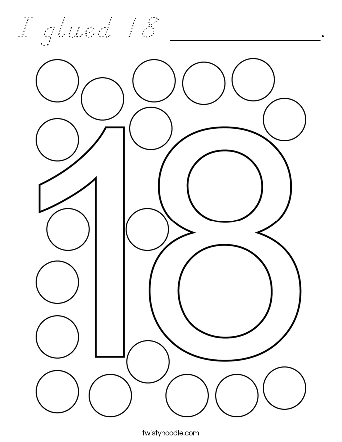 I glued 18 __________. Coloring Page