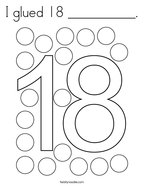 I glued 18 __________ Coloring Page