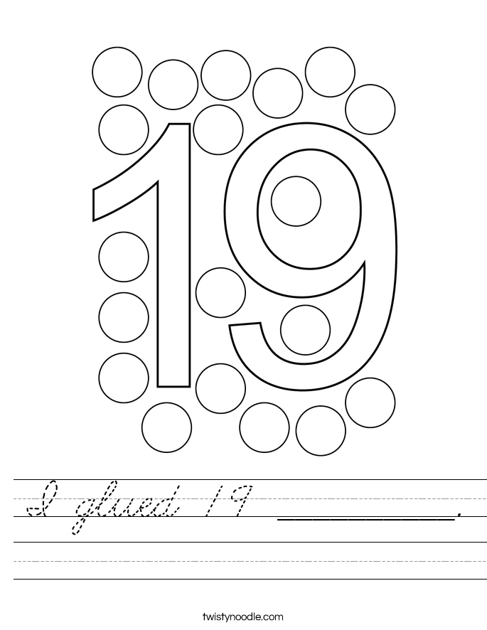 I glued 19 __________. Worksheet
