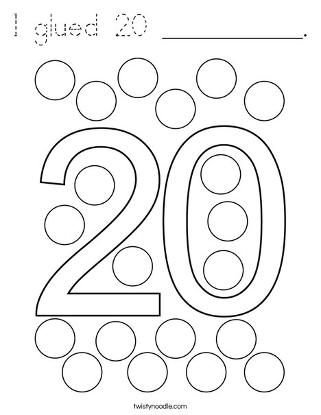 I glued 20 __________. Coloring Page