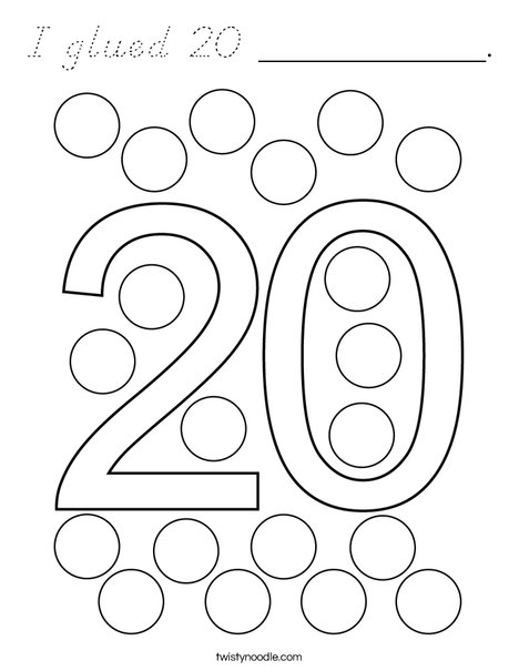 I glued 20 __________. Coloring Page